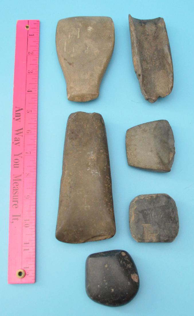 Lot Of Native American Grooved Celts & Polished Axes (1 of 1)