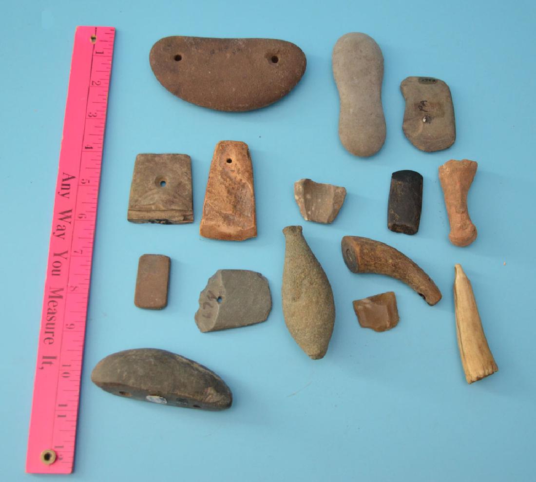 Lot of Native American Artifacts (Gorgets, Weights, (1 of 3)