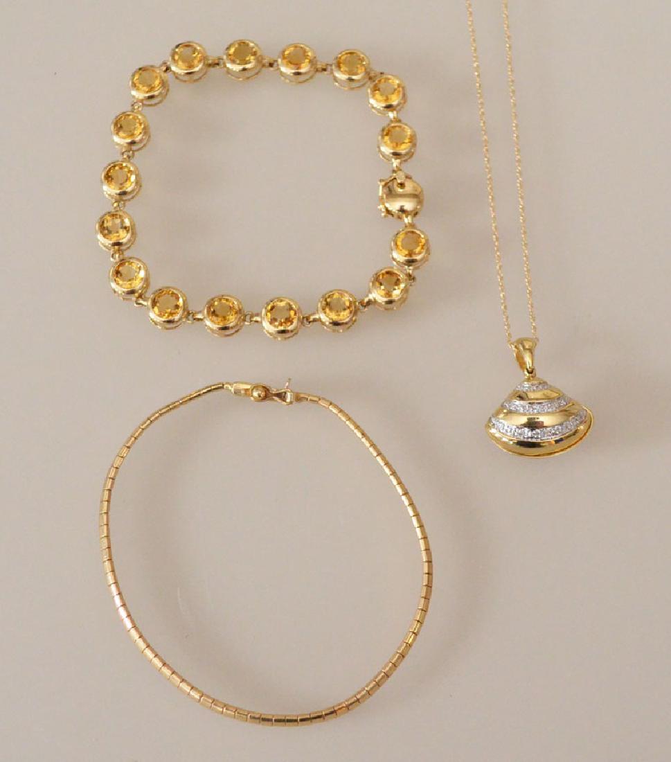 Two 14k Gold Bracelets & Clam Shell Pendant (1 of 3)