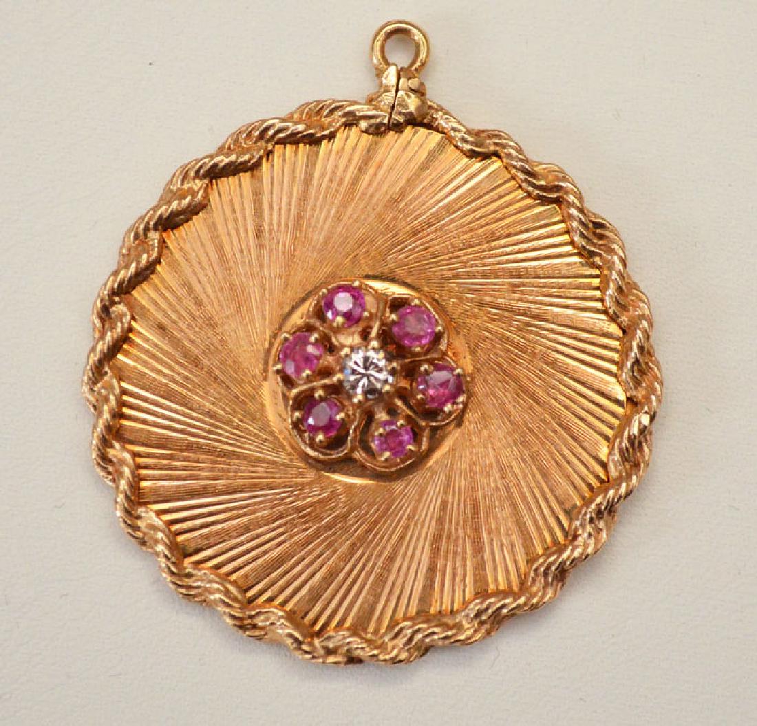 Stunning 14k Gold Diamond and Ruby Pendant (1 of 2)