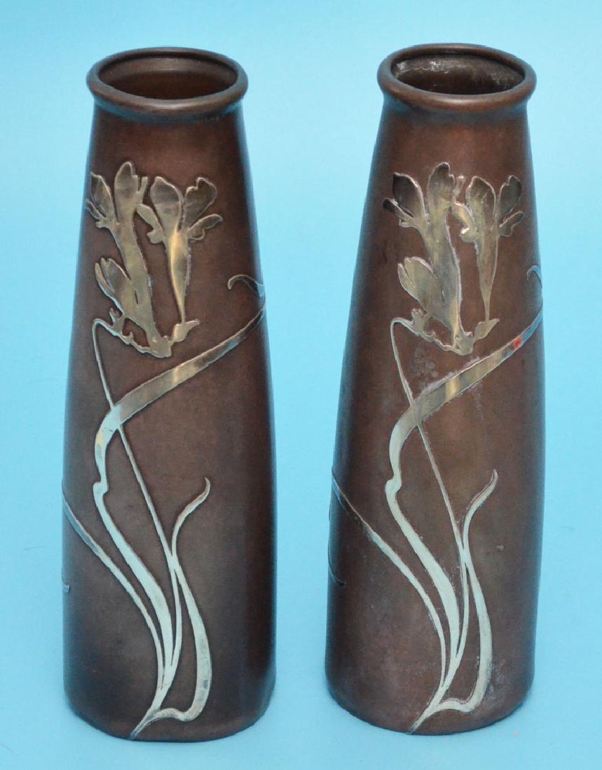 Pr Of Silver Crest Arts & Crafts Sterling & Bronze (1 of 4)