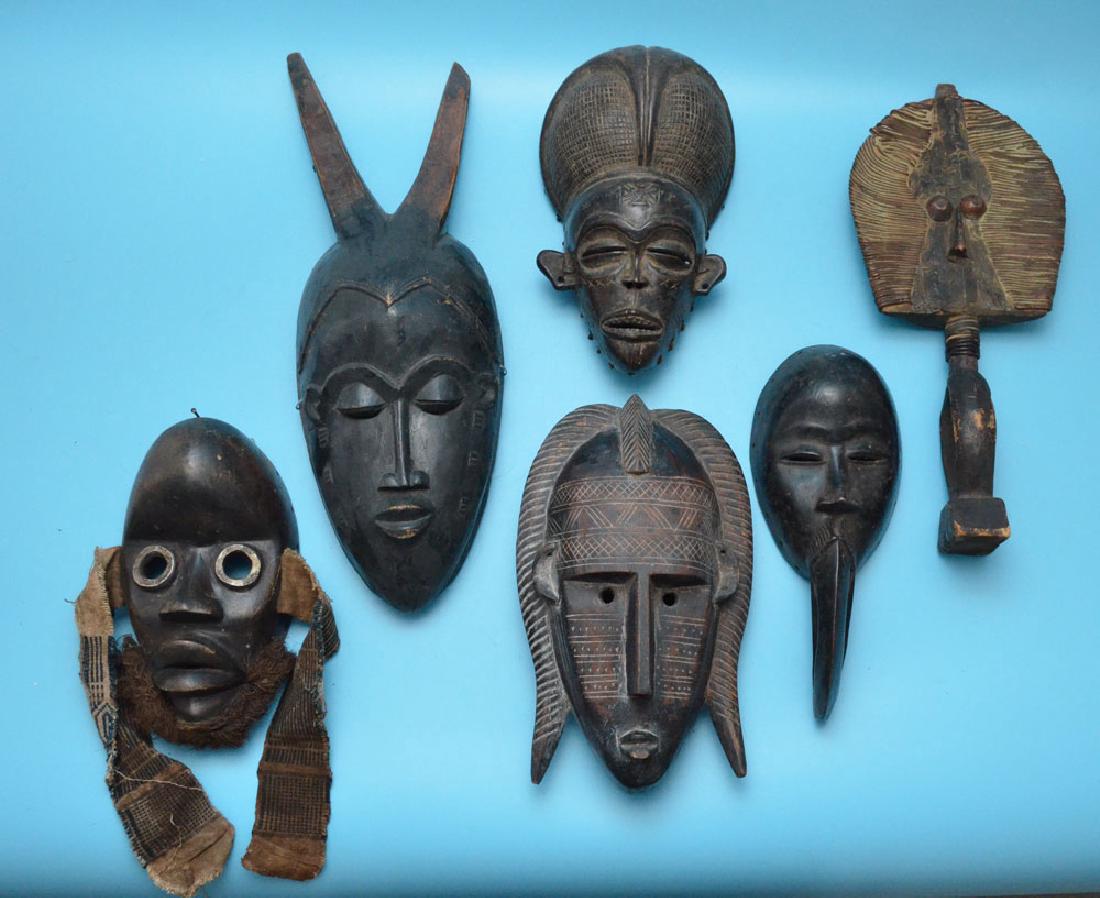 Lot of 6 Vintage / Antique African Masks (1 of 2)