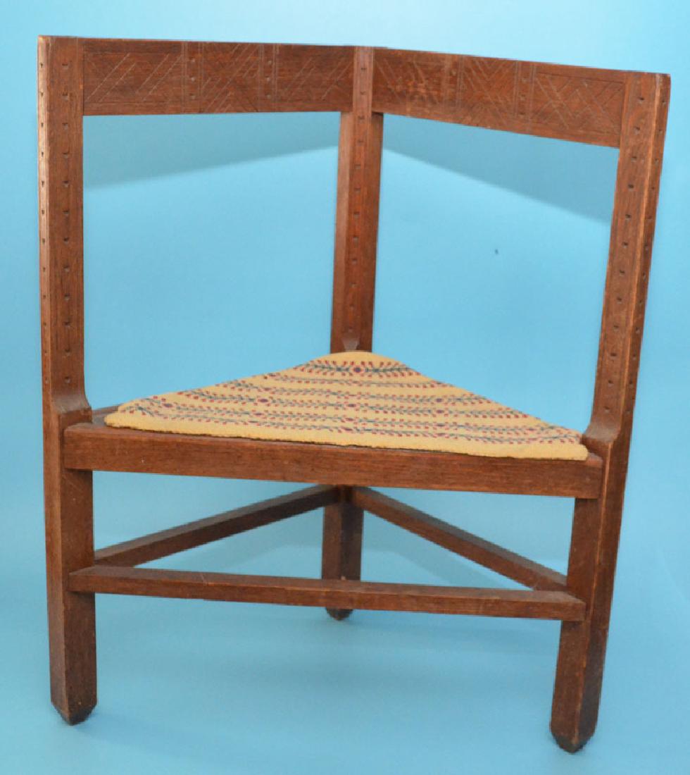 Hard To Find Antique Danish Corner Chair: Measures 30.75" tall x 25.25" wide x 17.75" deep.