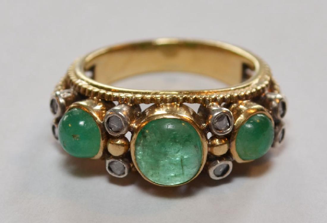 18k Gold, Emerald & Diamond Ring (1 of 2)