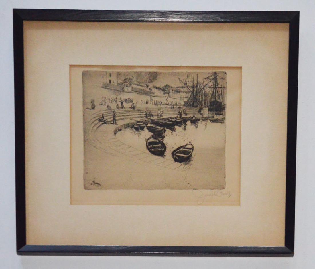 Joseph Pennel Etching Of A Boat Dock (1 of 2)