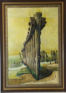 Low Tide At Cape May O/B Woldemar Neufeld Painting: This wonderful O/B painting signed Voldemar Neufeld Measures 35 1/2" x 23 1/2" . In very good condition .