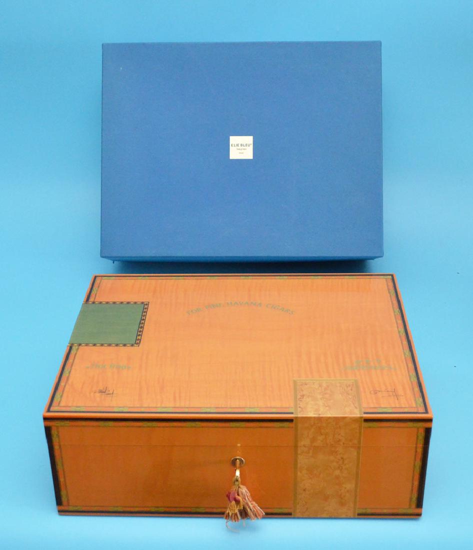 Mint In Box Elie Bleu Burl Havana Humidor w Key (1 of 4)