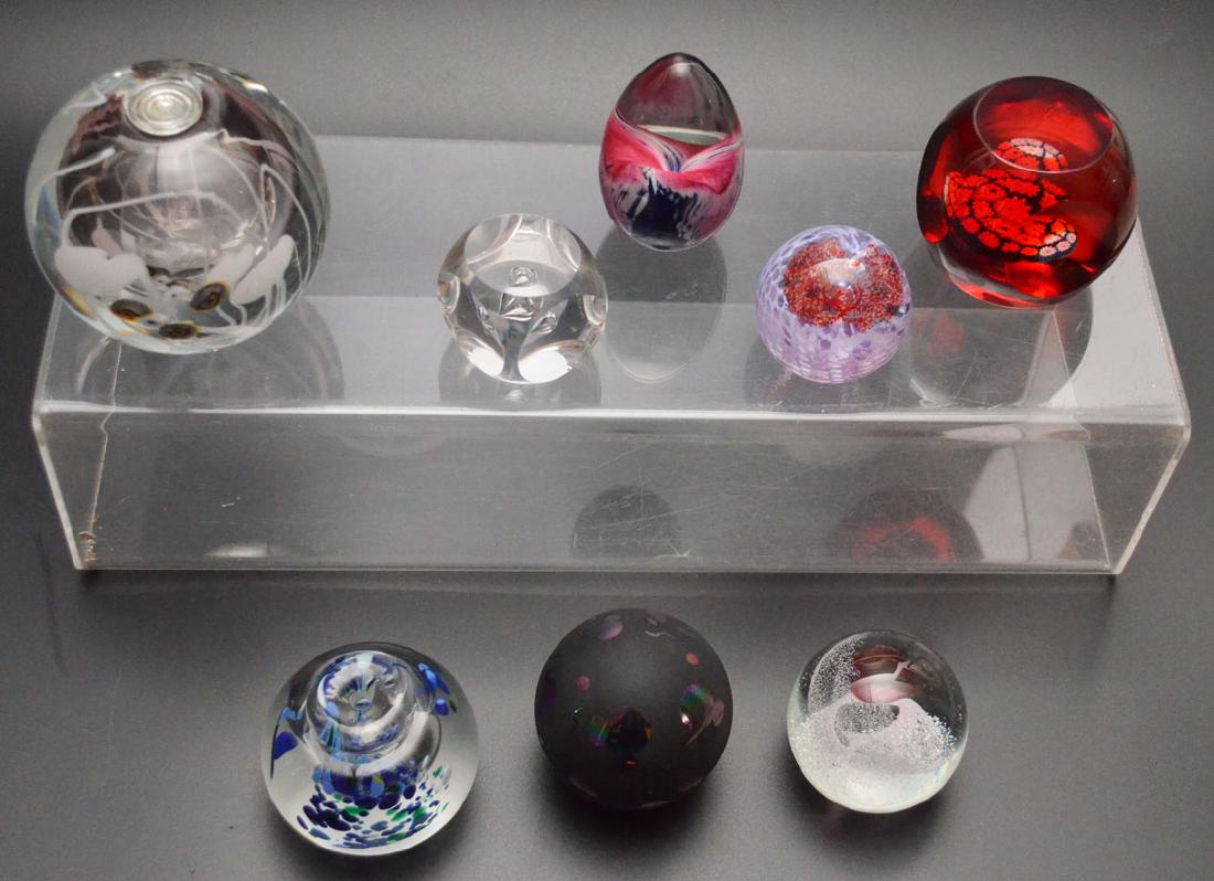 8 Signed Art Glass Paperweight (Caithness, GES, etc) (1 of 3)