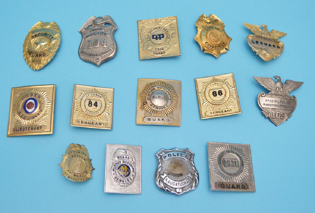 14 Vintage Police Security & Guard Badges, (1 of 1)