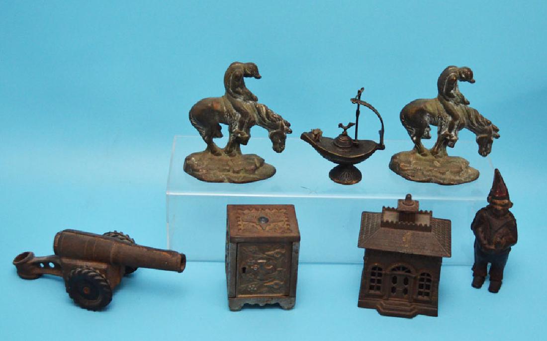 Antique Cast Iron Lot  ( Banks Doorstop, Cannon ) (1 of 5)