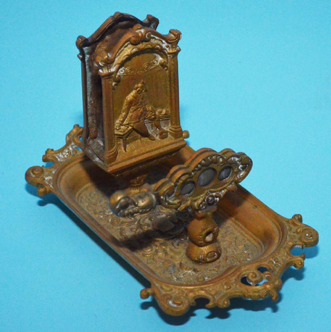 Art Nouveau Bronze Cigar Cutter & Match Holder (1 of 3)