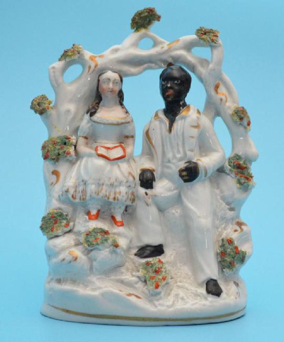Antique Staffordshire Figure Of Uncle Tom & Eva (1 of 3)