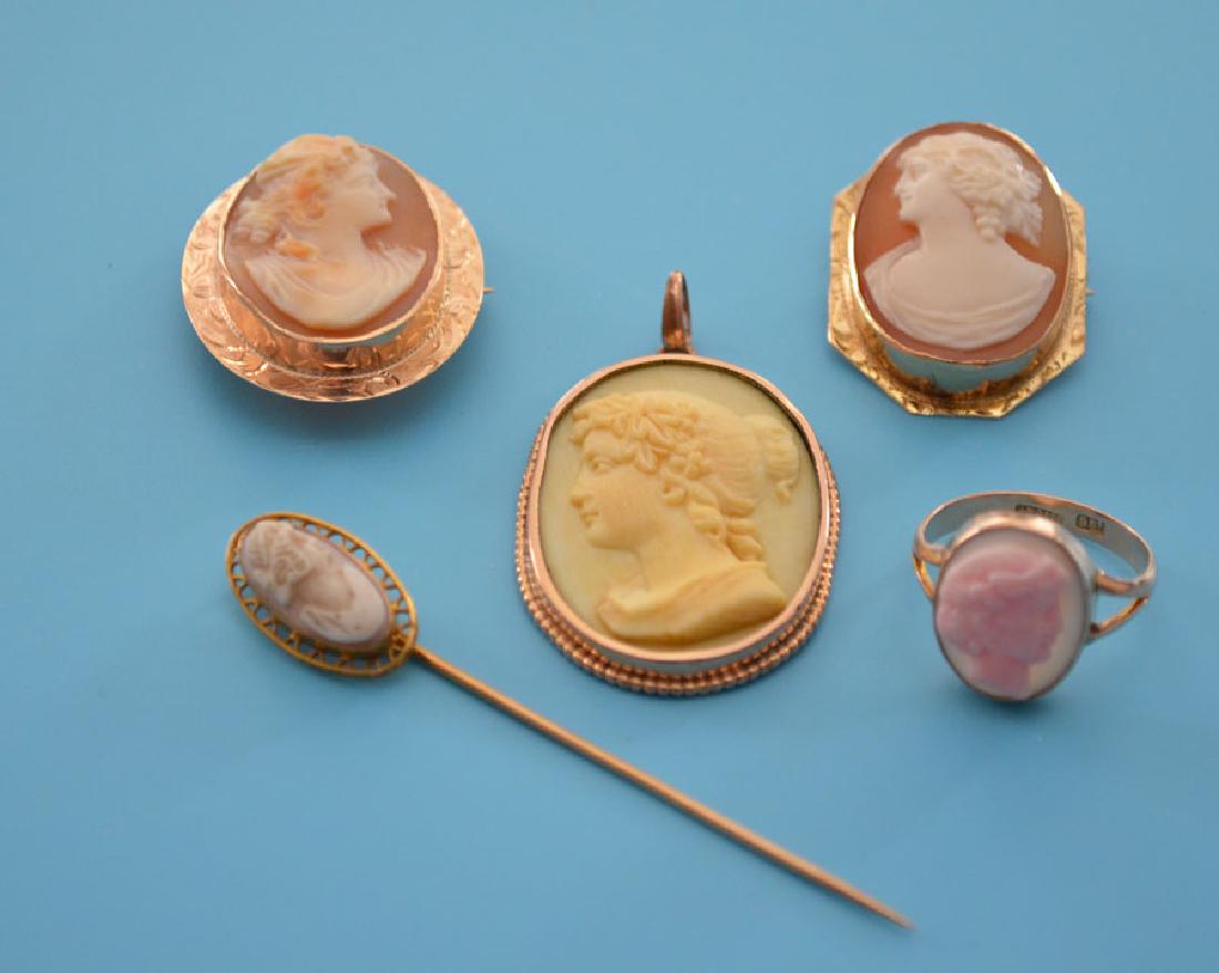 5 Antique Gold Cameos (1 of 4)