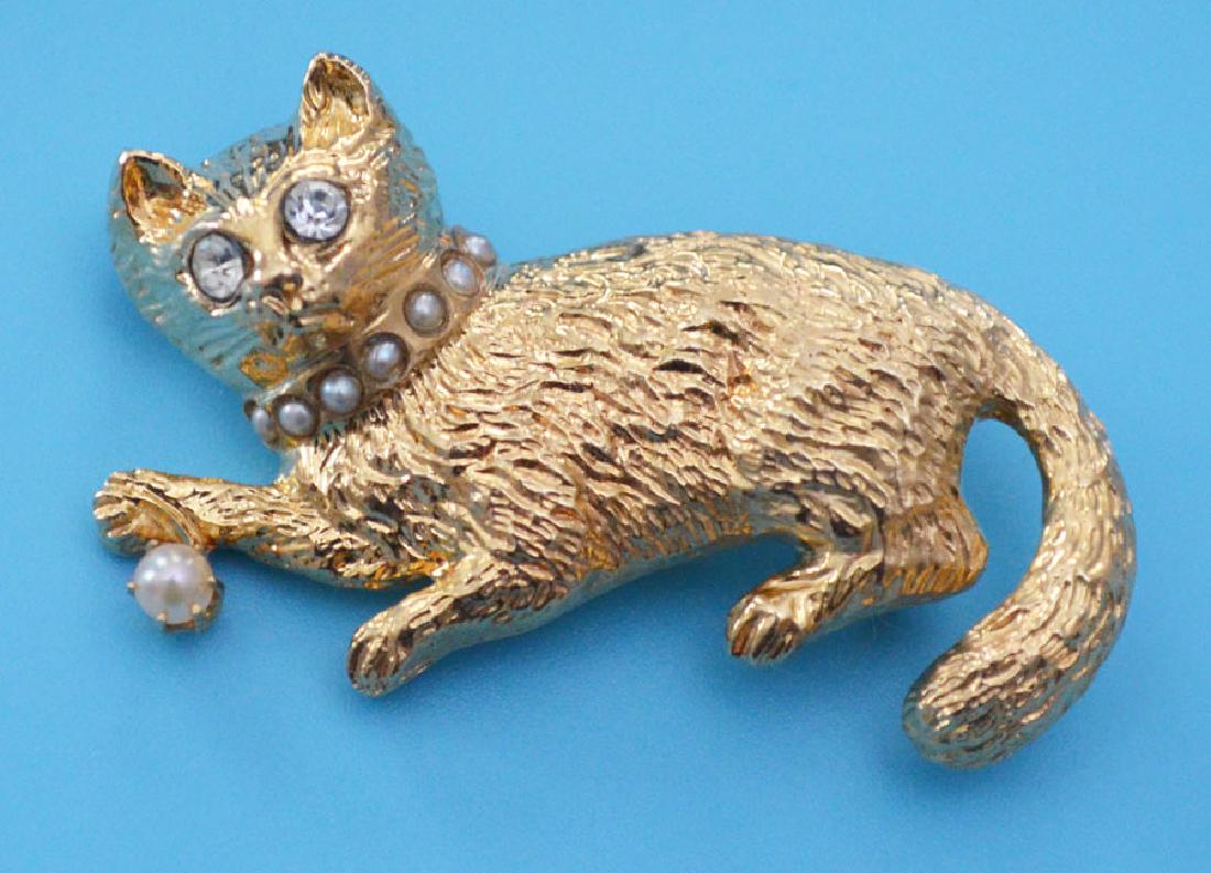 Adorable 14k Gold Cat Pin (1 of 2)