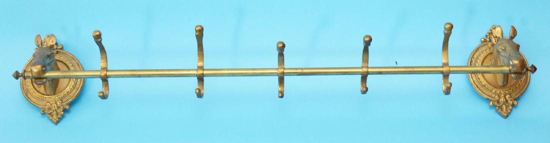 Figural Double Horse Brass Coat Rack (1 of 2)
