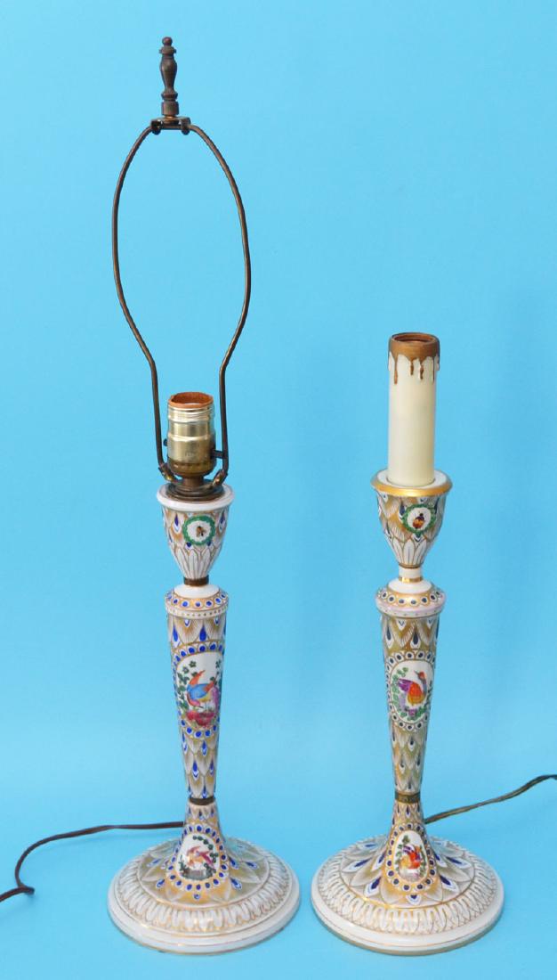 Pr Of Carl Thieme Dresden Candlestick Lamps (1 of 4)