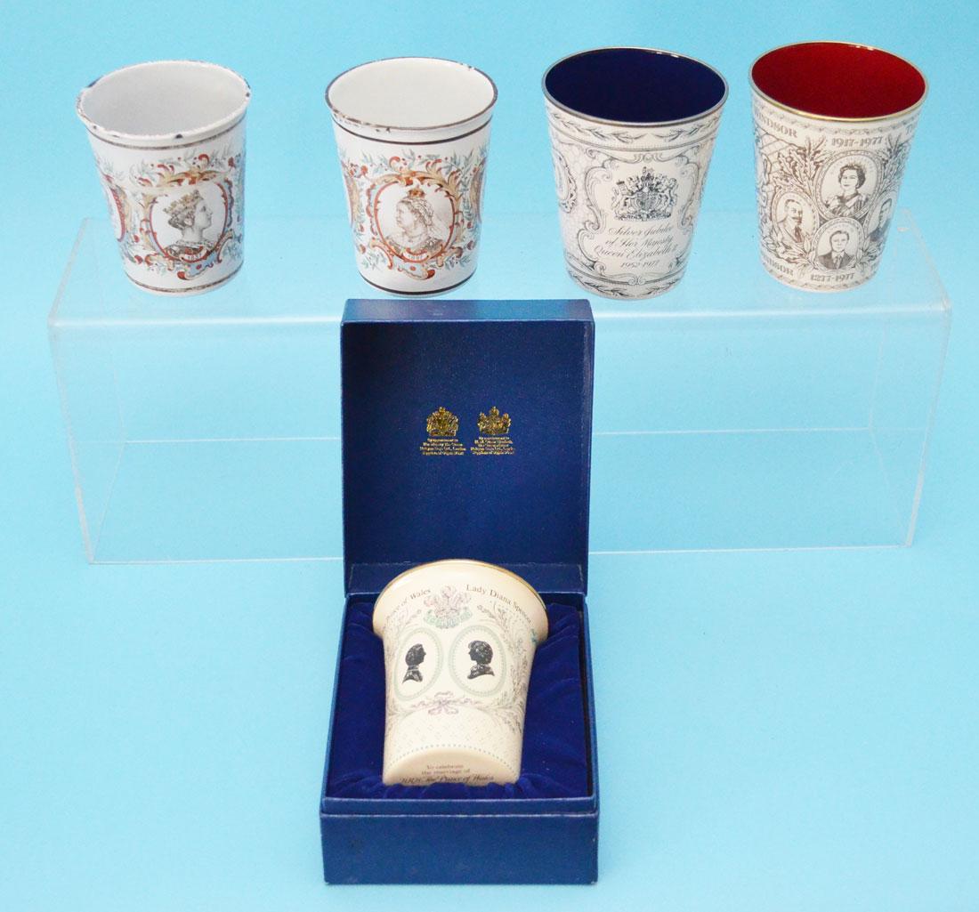 5 Royal  Enamel  Beakers ( Halcyon Days ) (1 of 6)
