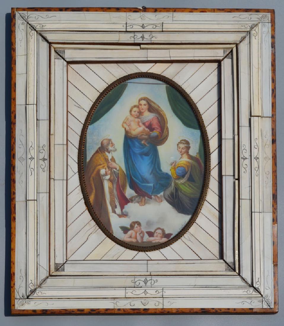 Signed Painting On Celluloid Sistine Madonna (1 of 4)