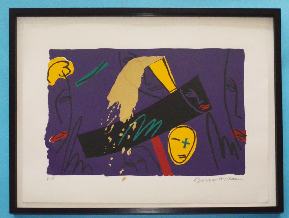 Signed Bruce Mclean Artist Proof Lithograph: Frame 27" x 32.5" paper: 23" x 29.5"
