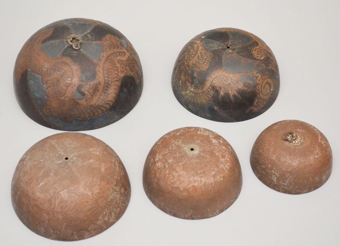 Antique Japanese Bronze Inlaid Dragon Temple Bells (1 of 5)