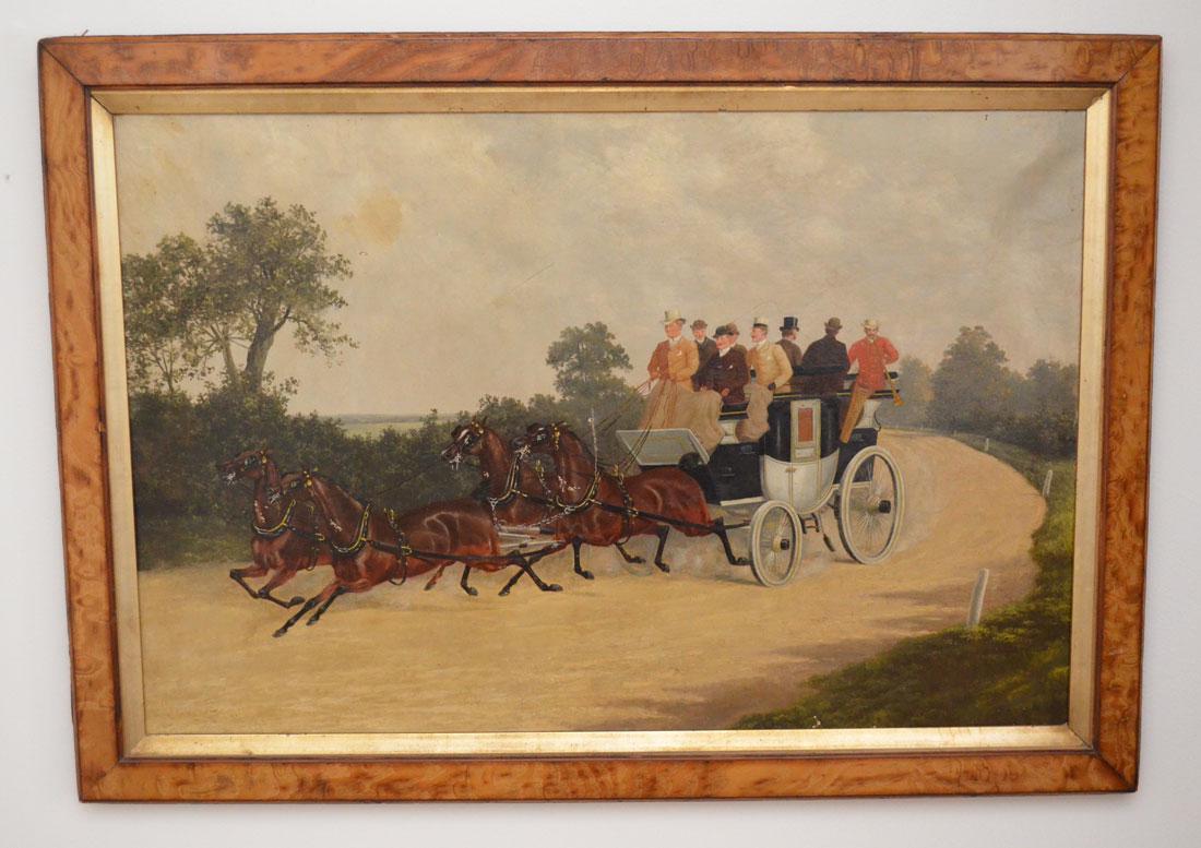 Signed Wheeler  Folk Art Carriage O/C  Painting (1 of 5)
