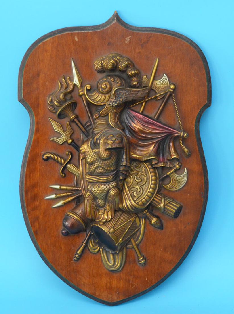 Interesting Vintage Brass Coat Of Arms (1 of 4)