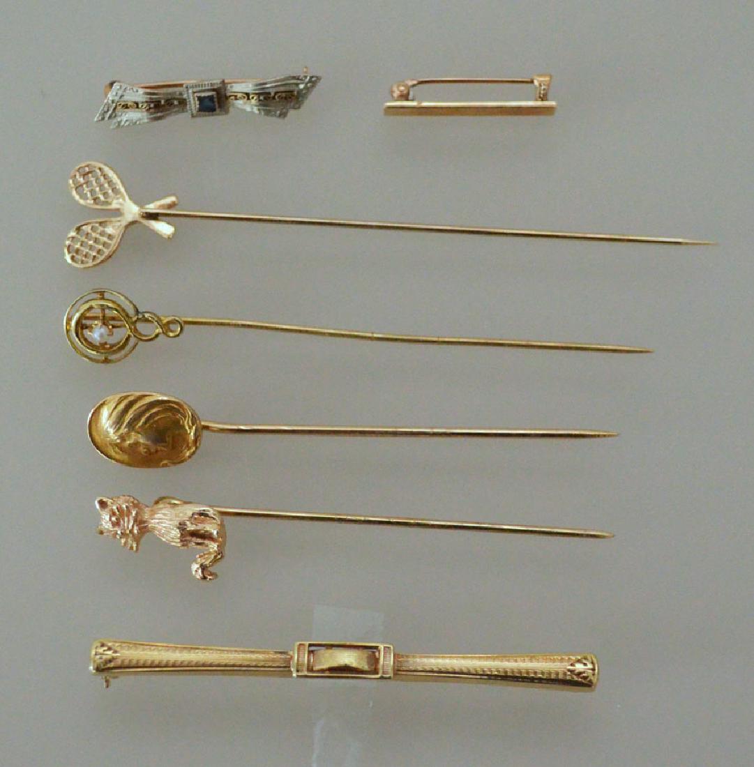 Lot of 14k & 10k Gold Vintage Stick Pins