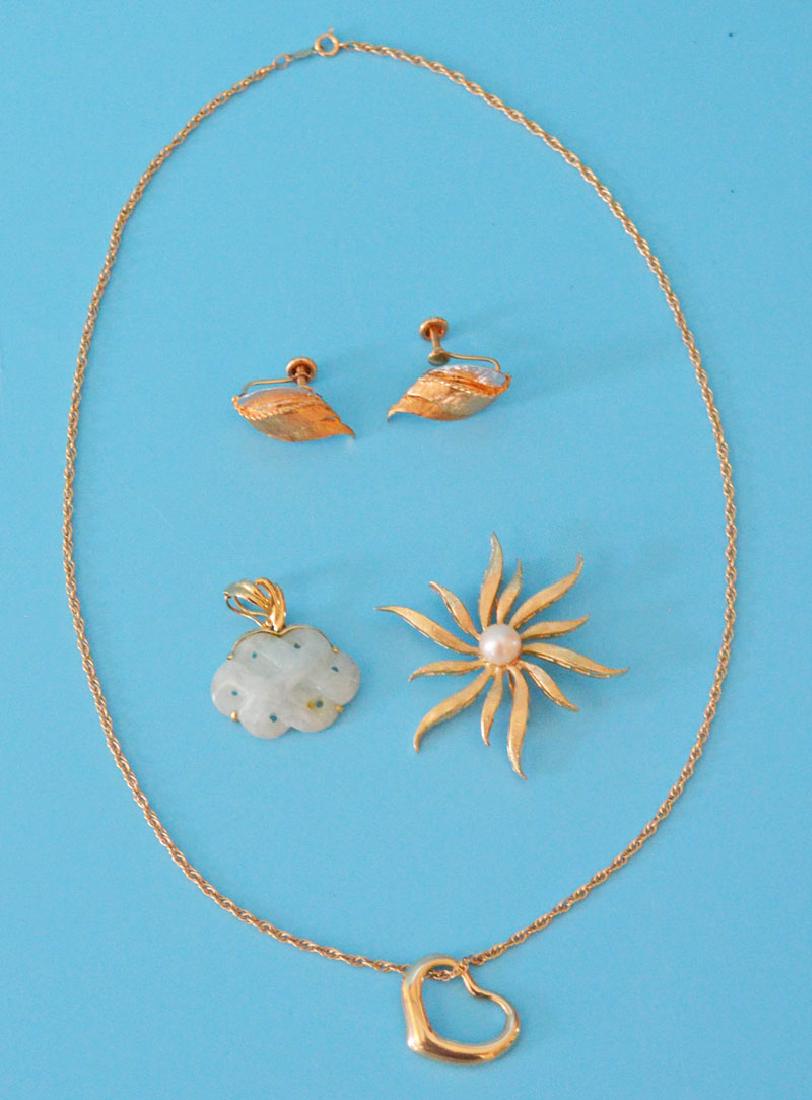 14k Gold Jewelry (Necklace, Jade, Earrings) (1 of 3)