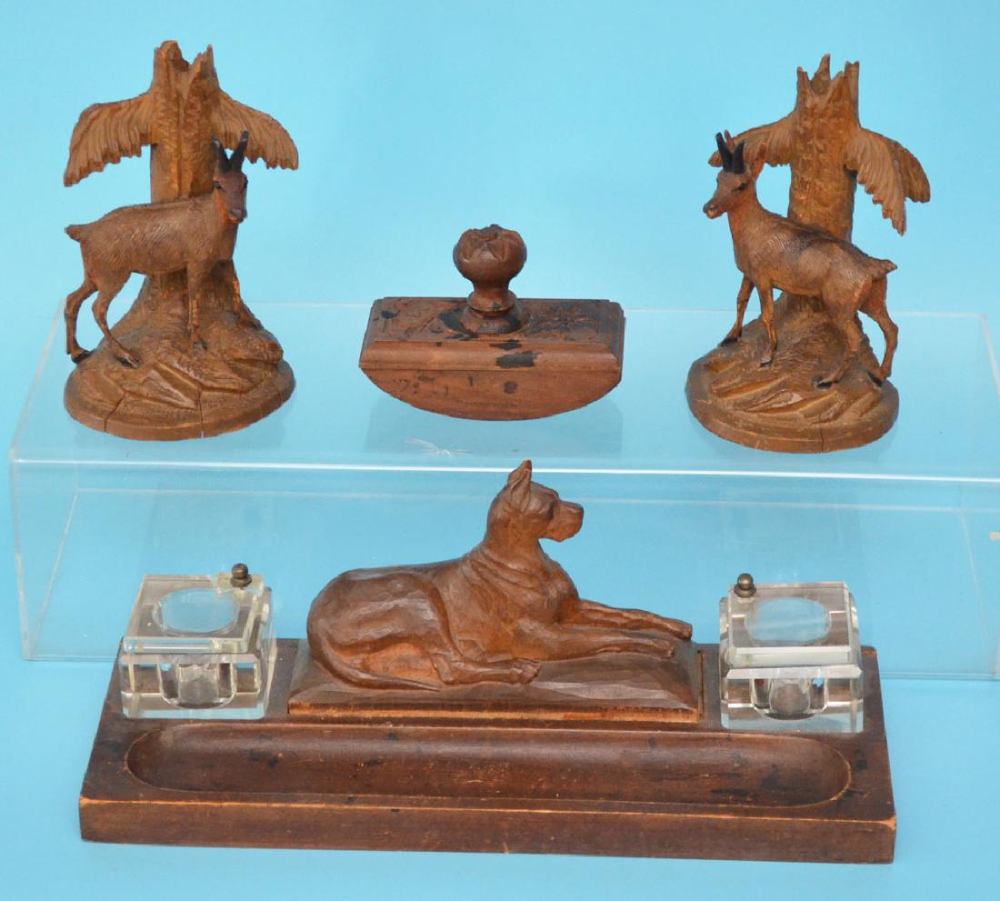 Antique Black Forest Items ( Dog Inkwell, Antelopes) (1 of 6)