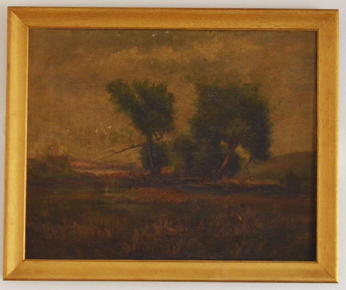 O/C Painting Of A Forrest Landscape Attr. J.H.Child: the paining measures 16 x 20 the painting has a small tare approx 5/8 of inch