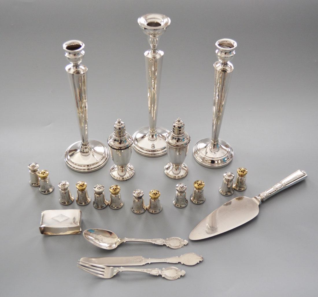 Lot Of Sterling Candlesticks and salts (1 of 7)