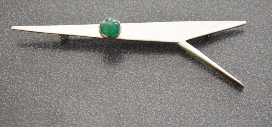 Art Smith Modernist Sterling Silver & Jade Pin (1 of 3)