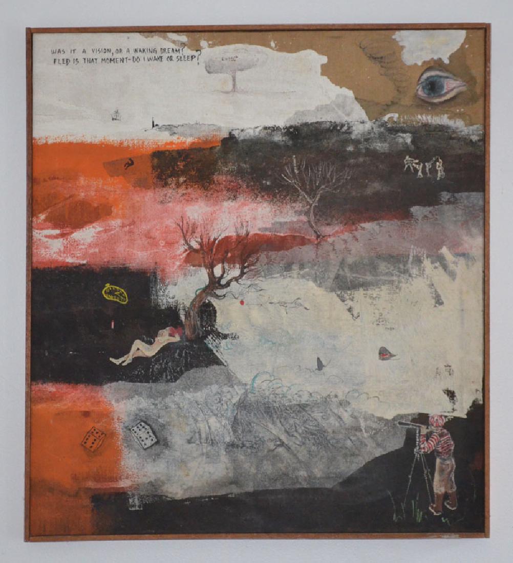 Mid Century Modern Unsigned Surrealist Painting (1 of 4)