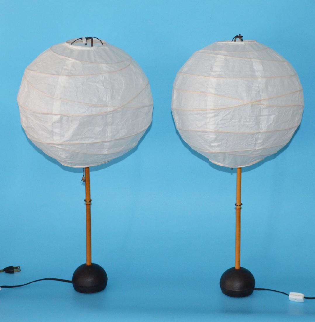 Pair of Noguchi Akari Table Lamps: They measure 24" tall total
