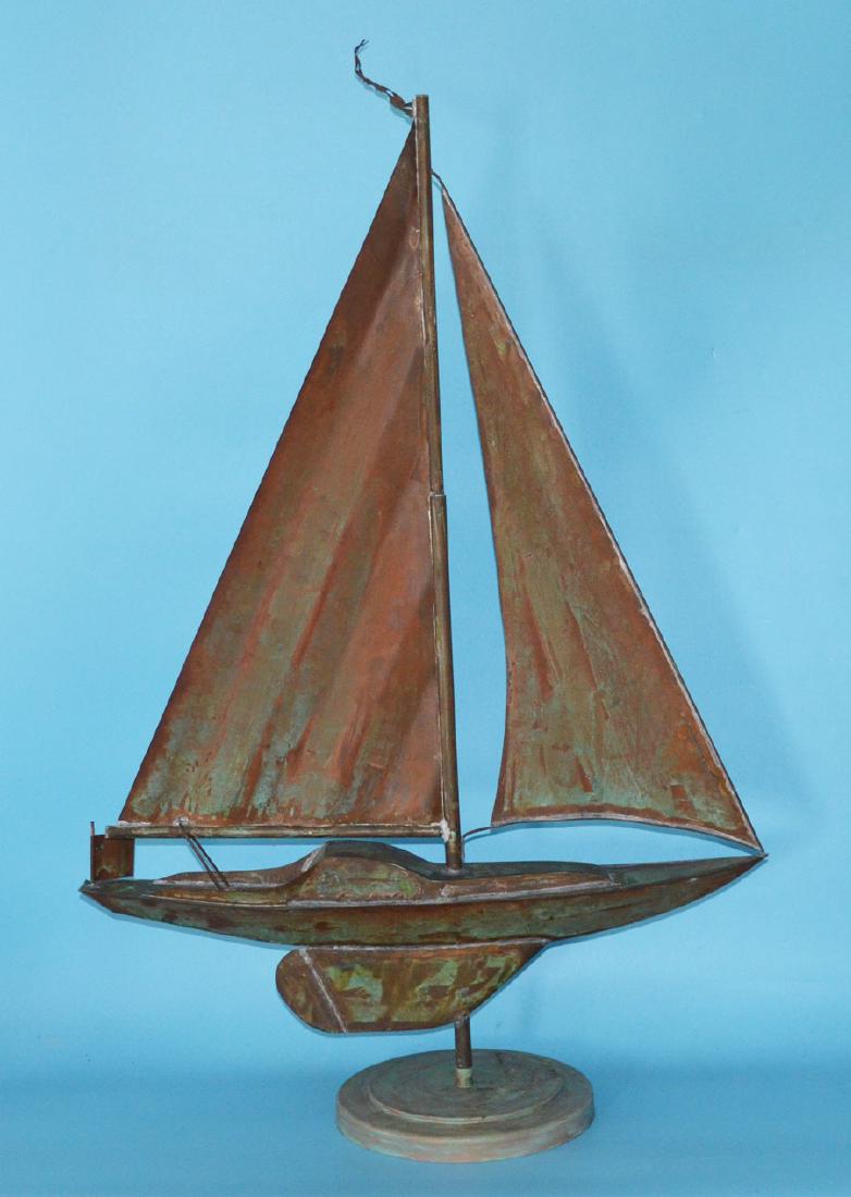 Vintage Copper Sailboat Weathervane (1 of 3)