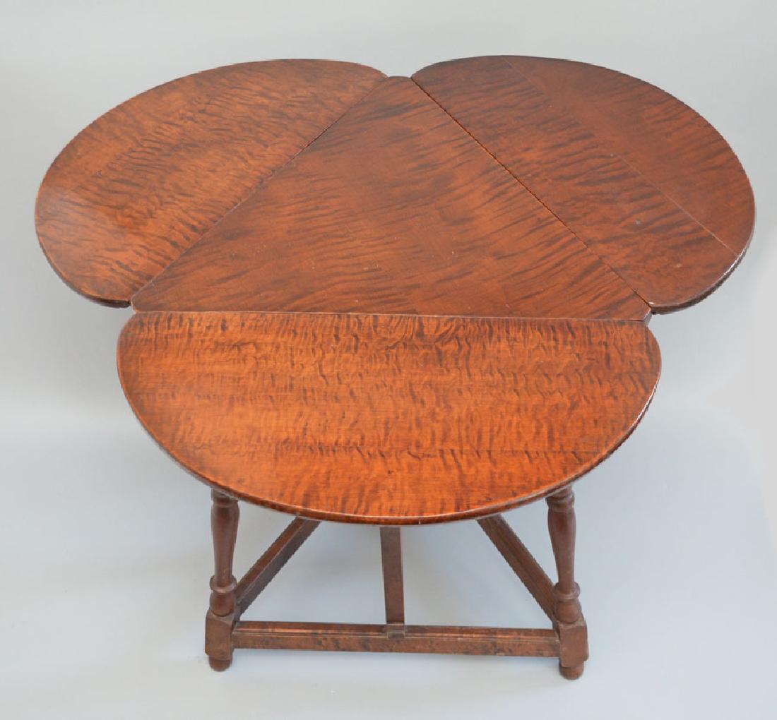 Stunning Tiger Maple Clover Drop Leaf Table (1 of 3)