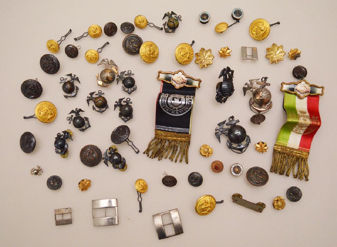 Lot Of 59 Old Military Medals & Buttons (1 of 2)