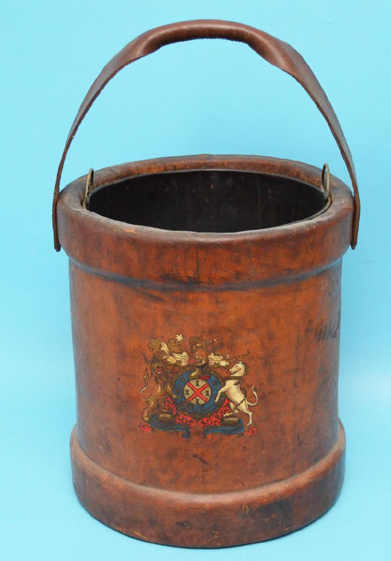 Wonderful Leather Antique Fire Bucket With Crest (1 of 3)
