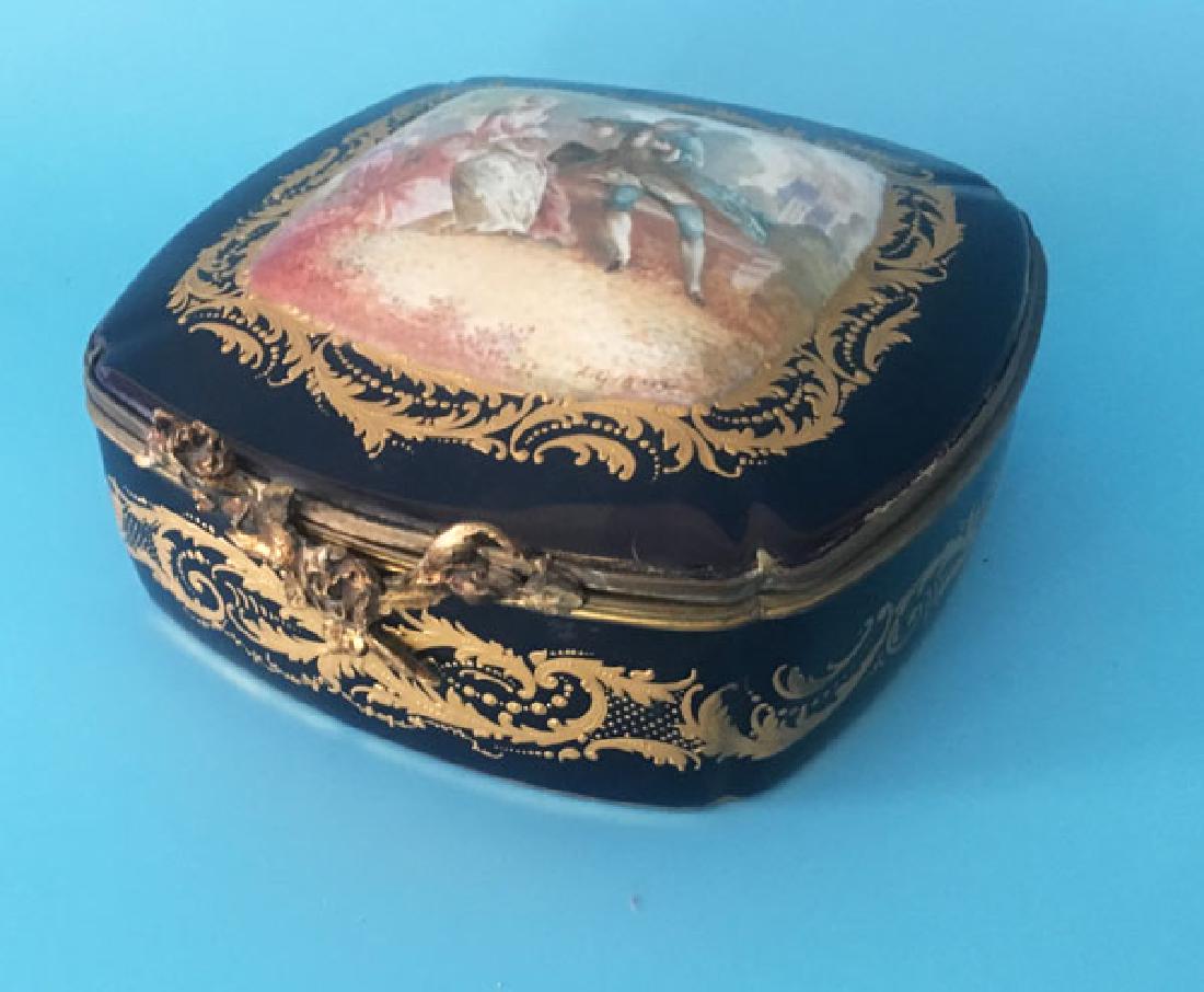Large Unusual Sevres France Convex Decorated Box (1 of 6)
