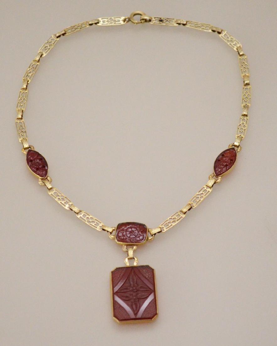 18K Gold & Carved Carnelian  Necklace (1 of 3)