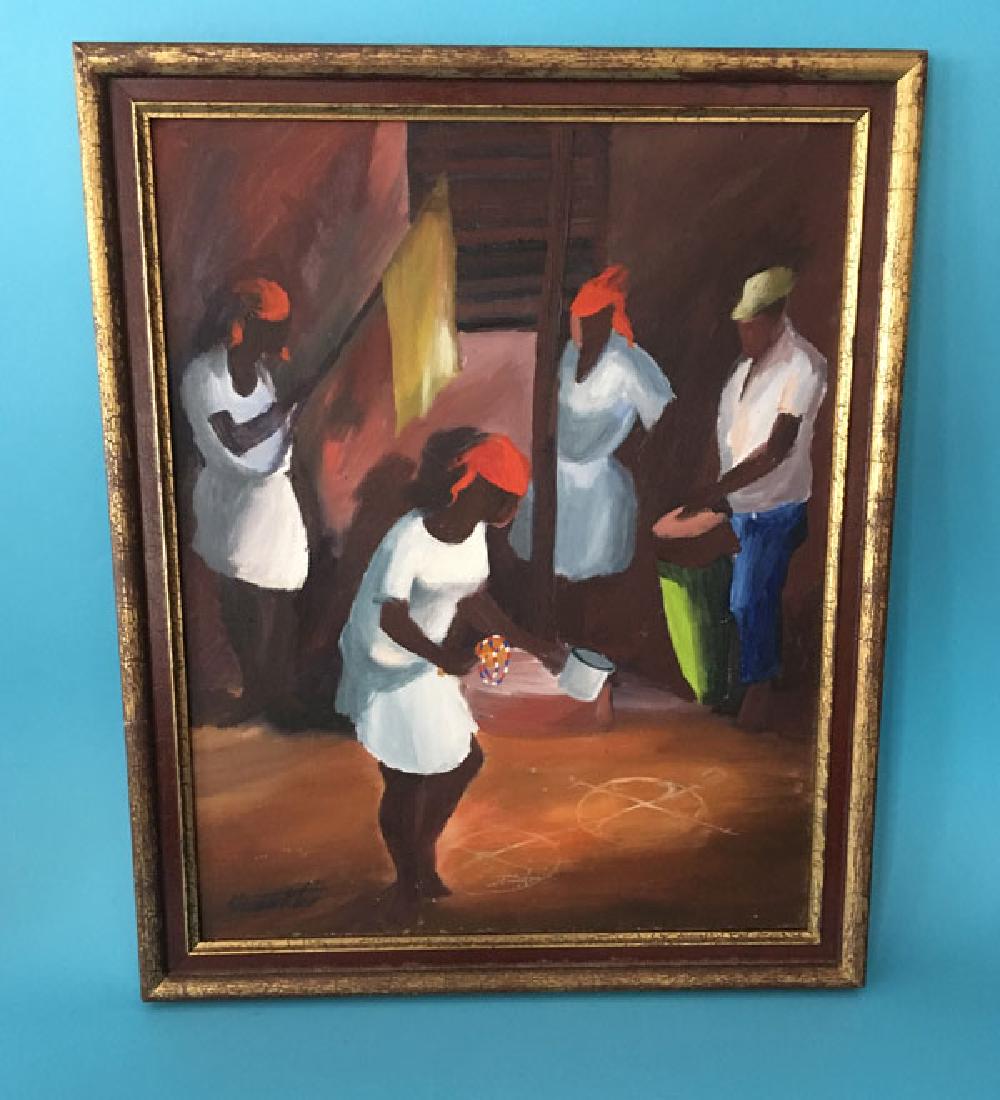 Voodoo Ceremony Painting Signed Ruth Franklin (1 of 2)