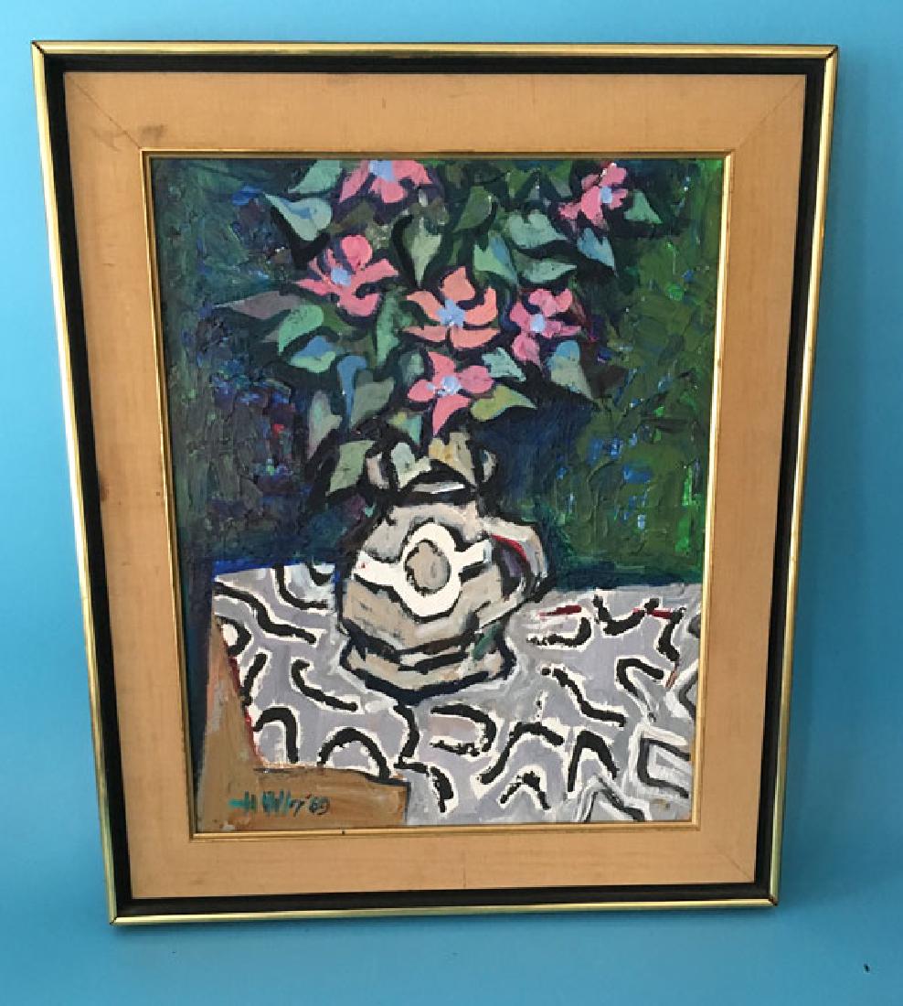 Mid Century O/B Painting Still Life Signed Miller (1 of 4)