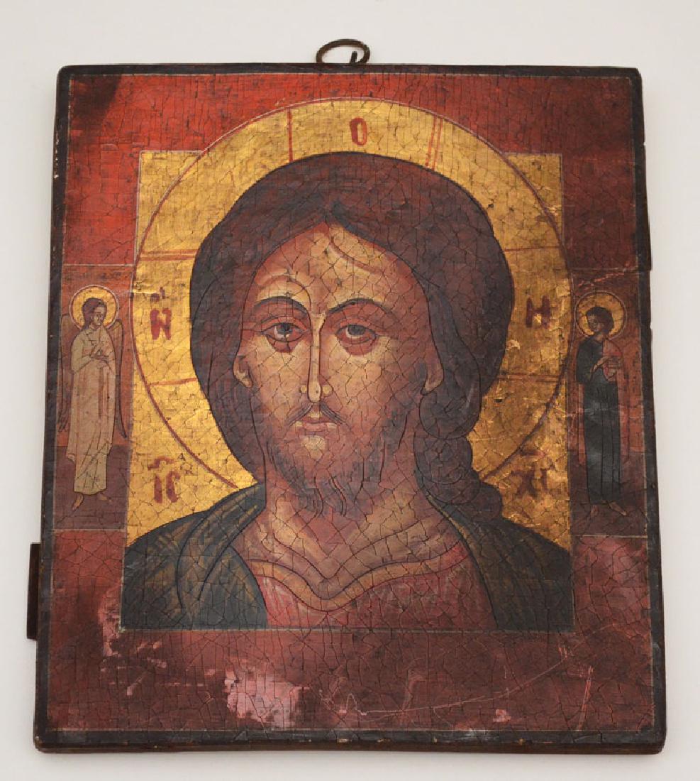 Painted Wood Religious Icon of Jesus (1 of 3)