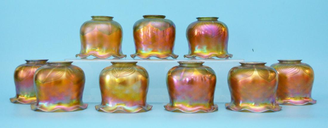 9 Quezal Art Glass Pulled Feather Light Shades (1 of 5)