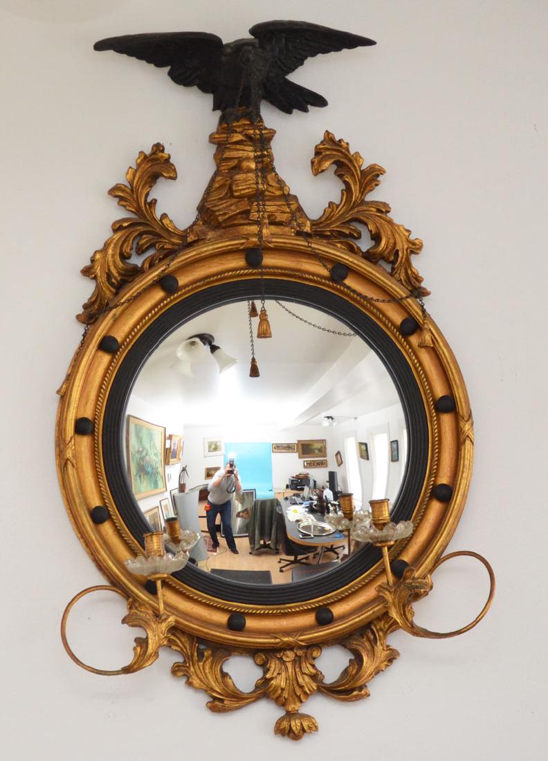 Antique Eagle Convex Bull's Eye Mirror (1 of 4)