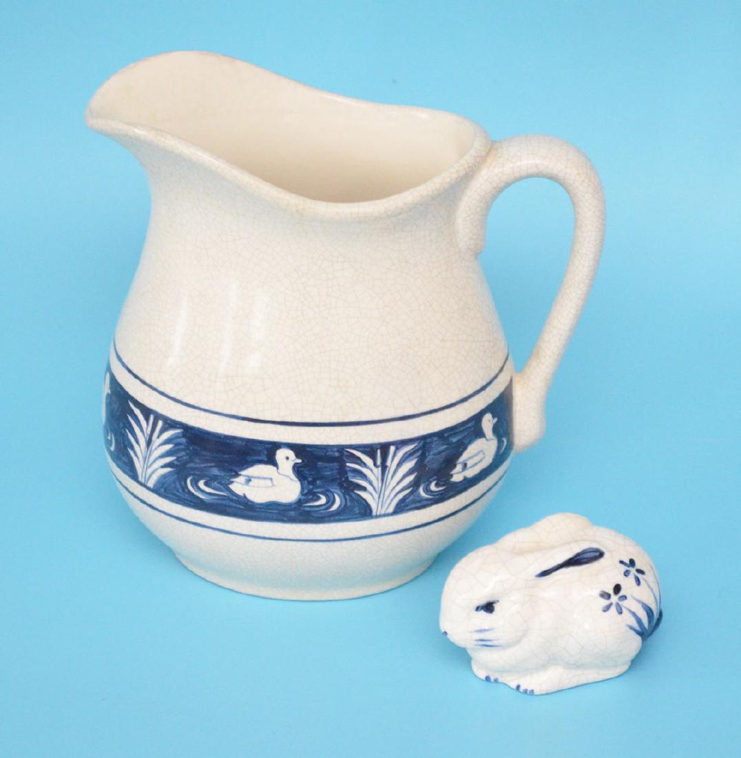 Dedham Pottery Pitcher & Rabbit Figure (1 of 3)