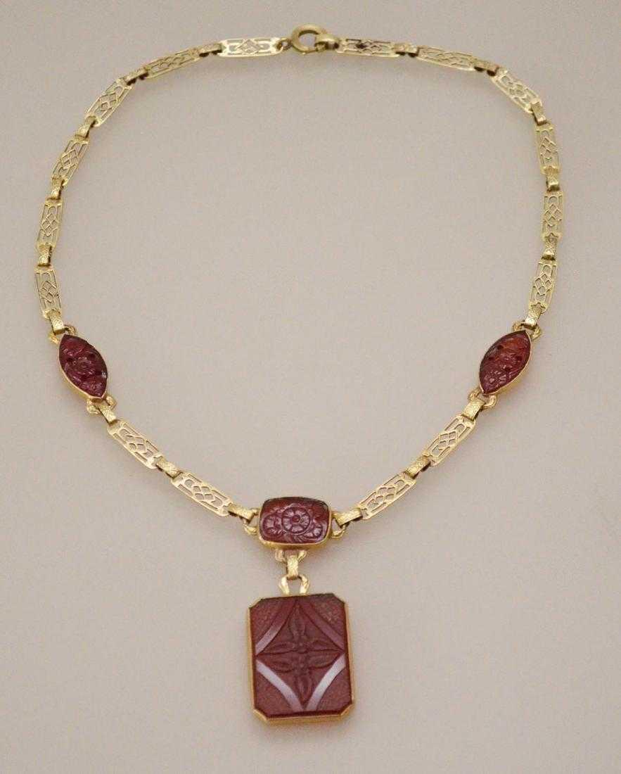 18K Gold & Carved Carnelian  Necklace (1 of 3)