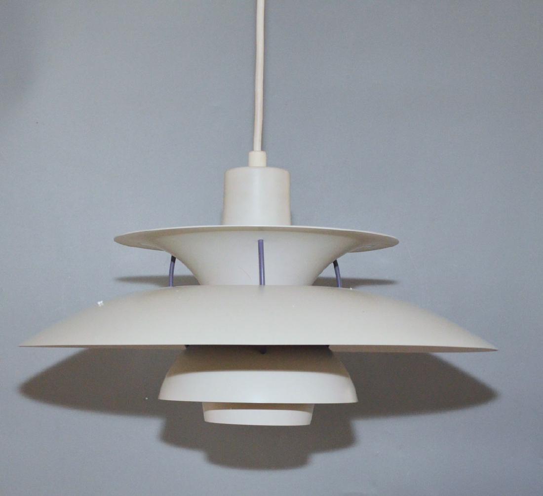Vintage Poulsen Hanging fixture: Poul Henningsen. Largest part measures approximately 19" diameter, cord measures 29.5" long. Has top ceiling cover