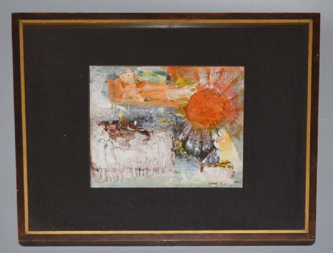 Original Gertrude Barrer Mixed Media Painting: Frame: 21.25” x 17 7/8” image sight 11” x 9.75”