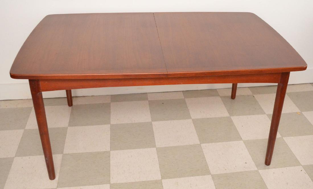 Worts Danish Dining Table & 6 Chair: Table measures 63"l x 40" x 29" tall (under skirt 24.25"). Chairs measure 30.25" tall x 16.5"d x 18" wide with a seat height of 17.5". Leaves are 17 5/8" wide.